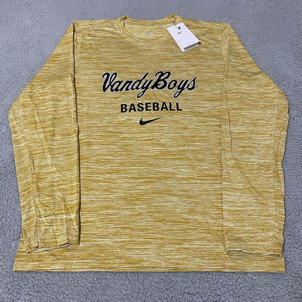 Vanderbilt Commodores Baseball Shirt Mens M Vandy Boys Nike Dri Fit Long Sleeve